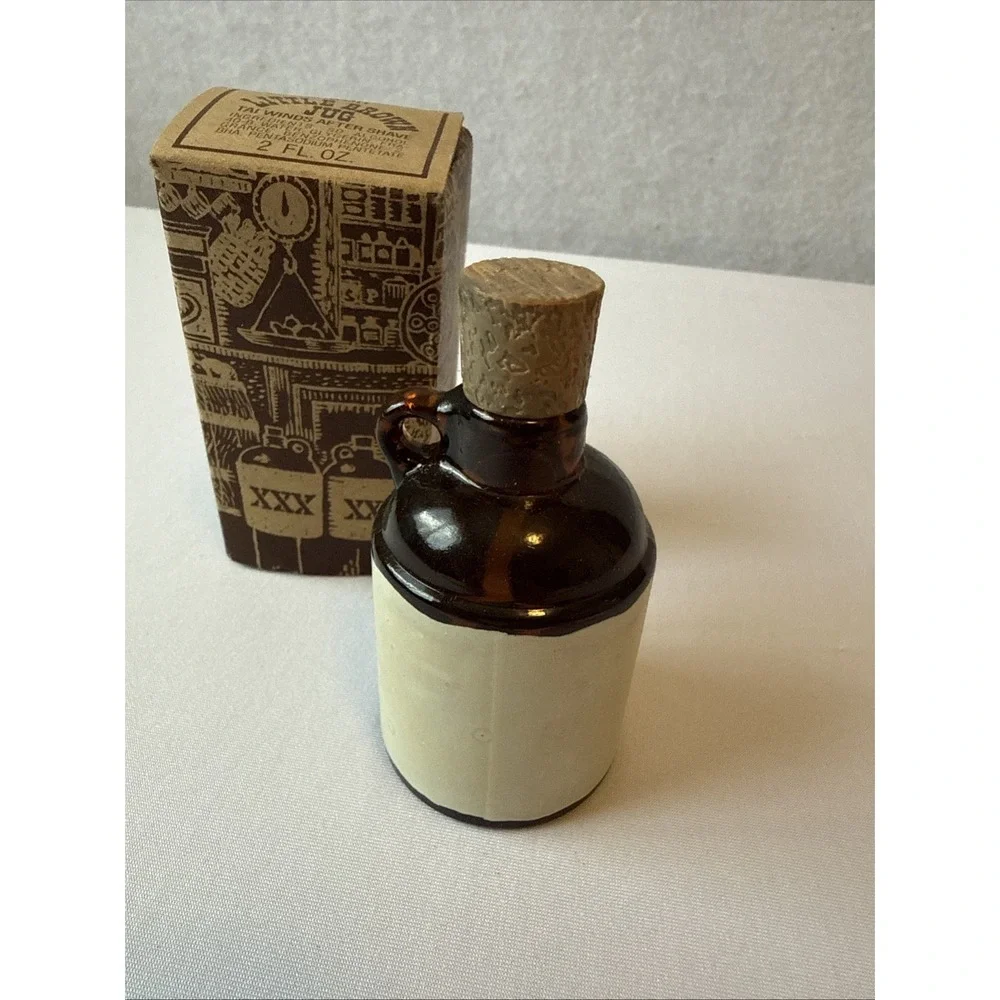 Vintage Avon Little Brown Jug Tai Winds After Shave 2oz Full Bottle With Box